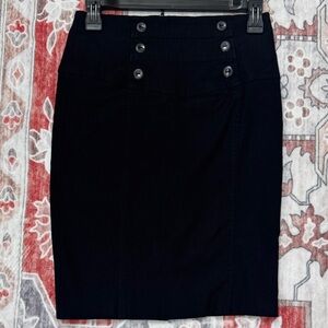 BCX Black Double-Button Pencil Skirt size 5 juniors